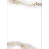 Sigel Briefpapier mit Motiv Wasserfarbe Gold beige Weiss 100 Blatt