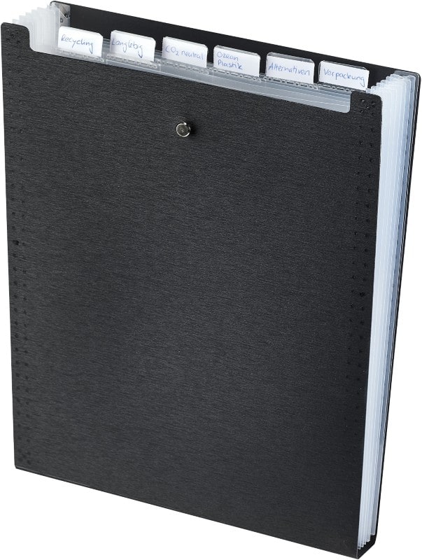 Kolma Linea Verde Fächermappe 6 Taschen DIN A4 PP PCW 1 bis 10 Schwarz 11.035.06
