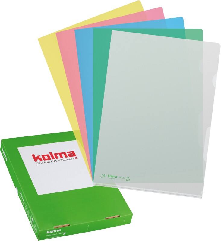 Pochette coin Kolma Linea Verde A4 Assortiment PP (Polypropylène) 100 unités