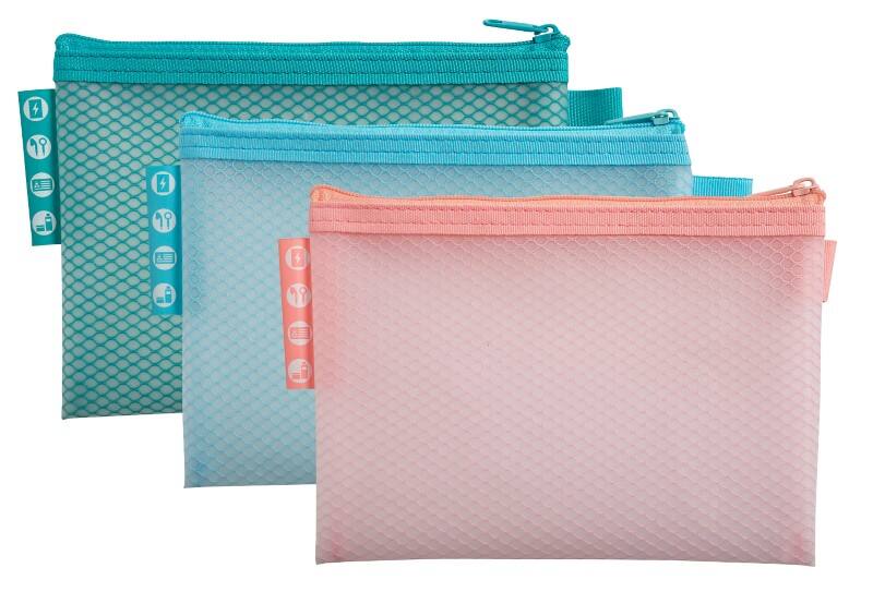 Sachet zip Exacompta Kreacover 37120E Zip PP (Polypropylène), EVA (Éthylène-acétate de vinyle) Paysage 16,8 (l)0,4 (P)12,5 (H) cm Assortiment 3 Unités