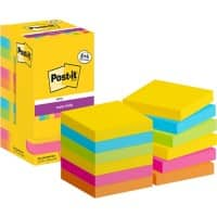 Post-it Carnival Collection Super Sticky Haftnotizen Quadratisch 76 x 76 mm Blanko Farbig assortiert 654-SSCARN-P8+4 90 Blatt Vorteilspack 8 + 4 Gratis