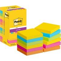 Notes Super Sticky Post-it 654-12SS-CARN 76 x 76 mm 90 notes par bloc Bleu, jaune, orange, rose, vert Carré Vierge 12 unités