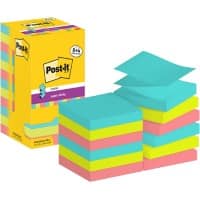 Post-it Cosmic Colours Super Sticky Z-Notes Quadratisch 76 x 76 mm Blanko Farbig Assortiert R330-SSCOS-P8+4  90 Blatt Vorteilspack 8 + 4 Gratis