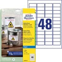 AVERY Zweckform J4778-10 Wasserfeste Folienetiketten A4 Weiss 45,7 x 21,2 mm 10 Stück