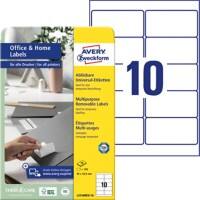 AVERY Zweckform Ablösbare Universaletiketten L4744REV-10 Selbsthaftend A4 Weiss 9,6 x 32,7 x 5,08 cm 10 Blatt à 10 Etiketten