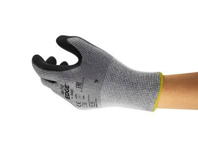 Gants de manutention Ansell EDGE Cut Resistant Non jetables Mousse, Nitrile Non poudrés Taille 8 Noir 12 paires