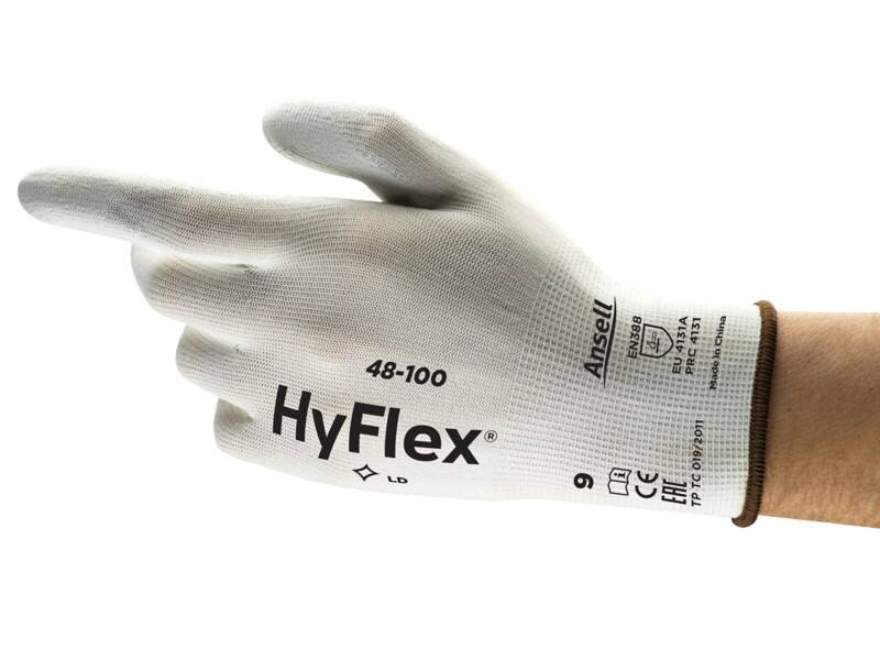 Gants de manutention Ansell HyFlex Mechanical Protection Non jetables PU (Polyuréthane) Non poudrés Taille 9 Blanc 12 paires