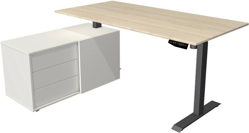 Bureau assis-debout Kerkmann Move 1 Hauteur ajustable électriquement Rectangulaire T-Pied 3 tiroirs 1650 (l) x 1350 (p) x 1230 (h) mm Acier, Mélamine