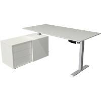 Bureau assis-debout Kerkmann Move 1 Forme en L Hauteur ajustable électriquement Acier, Mélamine Argenté, gris clair 165 x 135 x 123 cm