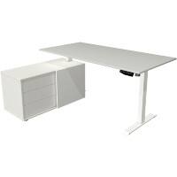 Kerkmann Move 1 L-Förmig Elektronisch Höhenverstellbarer Sitz-Stehschreibtisch Melamin, Stahl Hellgrau, Weiss 1650 x 1350 x 1230 mm