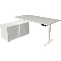 Bureau assis-debout Kerkmann Move 1 Forme en L Hauteur ajustable électriquement Acier, Mélamine Blanc, gris clair 165 x 135 x 123 cm