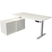 Bureau assis-debout Kerkmann Move 1 Hauteur ajustable électriquement Rectangulaire Blanc T-Pied 3 tiroirs 1650 (l) x 1350 (p) x 1230 (h) mm Acier, Mélamine