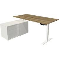 Kerkmann Move 1 L-Förmig Elektronisch Höhenverstellbarer Sitz-Stehschreibtisch Melamin, Stahl Eiche, Weiss 1650 x 1350 x 1230 mm