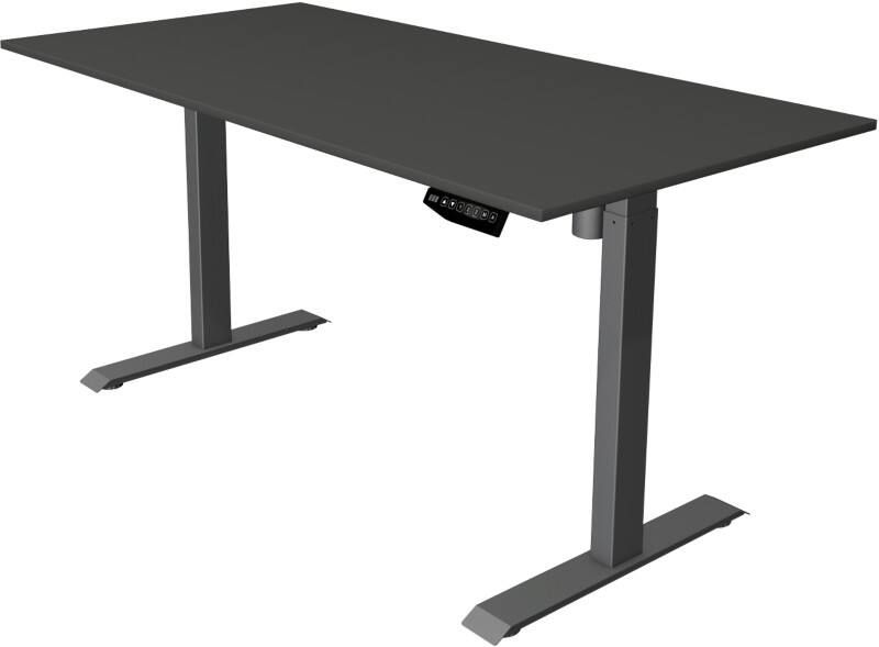 Kerkmann Move 1 Elektrisch Höhenverstellbar Sitz-Stehschreibtisch Rechteckig Anthrazit T-Fuss 1.600 (B) x 800 (T) x 1.230 (H) mm Melamin, Stahl