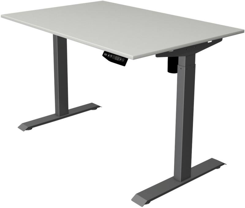 Bureau assis-debout Kerkmann Move 1 Hauteur ajustable électriquement Rectangulaire Gris clair T-Pied 1200 (l) x 800 (p) x 1230 (h) mm Acier, Mélamine