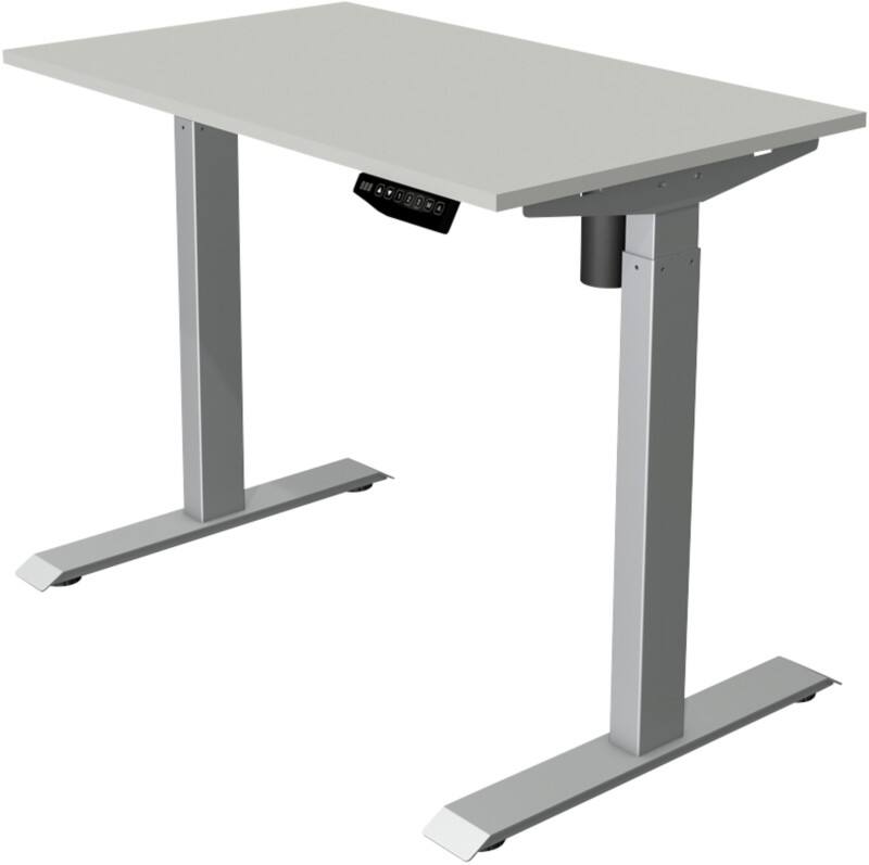 Bureau assis-debout Kerkmann Move 1 Hauteur ajustable électriquement Rectangulaire Gris clair T-Pied 1000 (l) x 600 (p) x 1230 (h) mm Acier, Mélamine