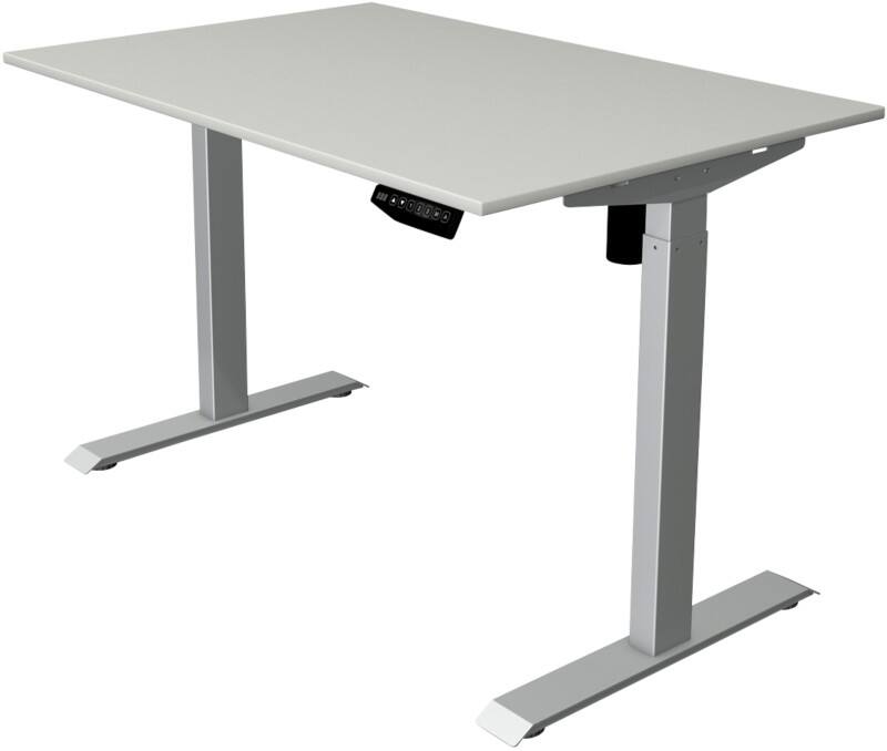 Bureau assis-debout Kerkmann Move 1 Hauteur ajustable électriquement Rectangulaire Gris clair T-Pied 1200 (l) x 800 (p) x 1230 (h) mm Acier, Mélamine