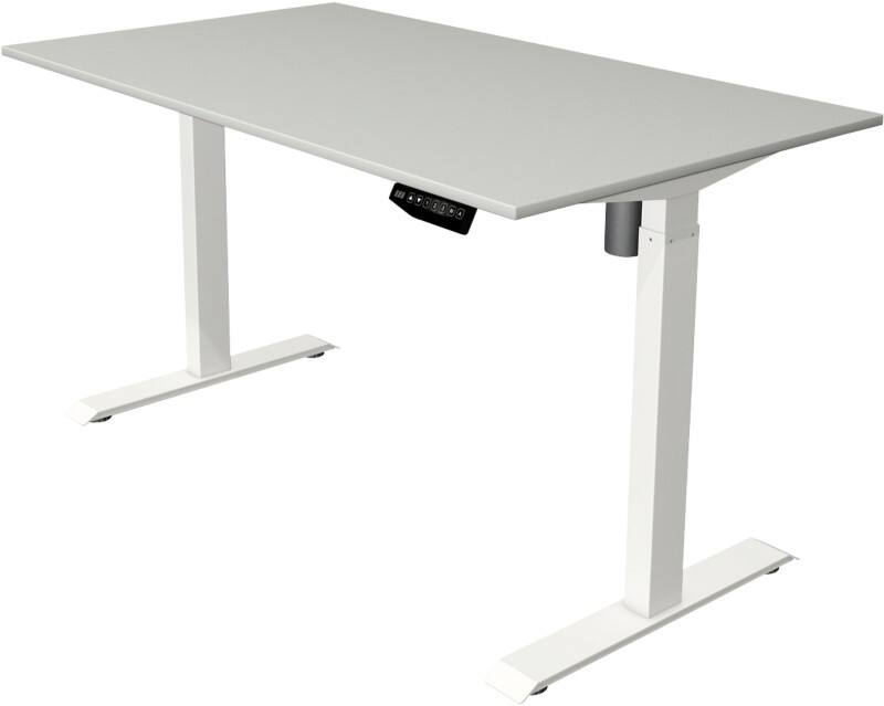 Bureau assis-debout Kerkmann Move 1 Hauteur ajustable électriquement Rectangulaire Gris clair T-Pied 1400 (l) x 800 (p) x 1230 (h) mm Acier, Mélamine