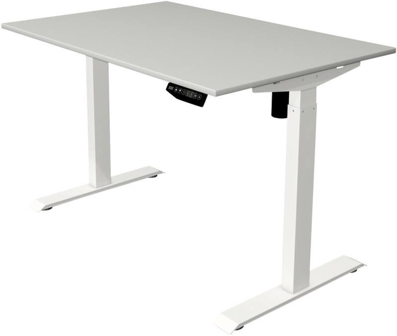 Bureau assis-debout Kerkmann Move 1 Hauteur ajustable électriquement Rectangulaire Gris clair T-Pied 1200 (l) x 800 (p) x 1230 (h) mm Acier, Mélamine