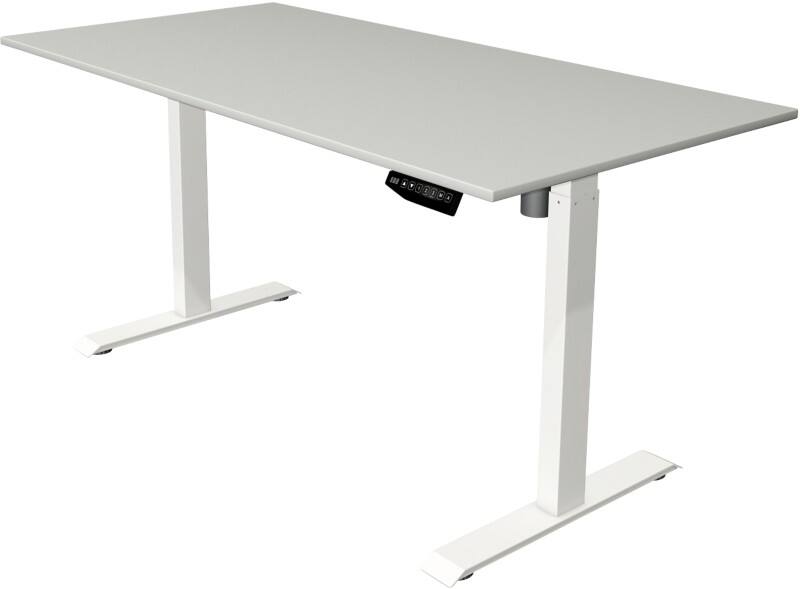 Bureau assis-debout Kerkmann Move 1 Hauteur ajustable électriquement Rectangulaire Gris clair T-Pied 1600 (l) x 800 (p) x 1230 (h) mm Acier, Mélamine