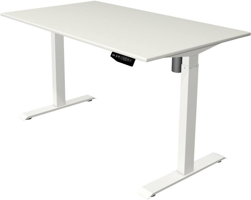 Bureau assis-debout Kerkmann Move 1 Hauteur ajustable électriquement Rectangulaire Blanc T-Pied 1400 (l) x 800 (p) x 1230 (h) mm Acier, Mélamine