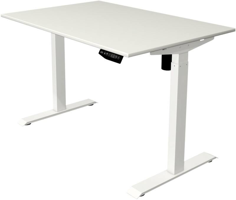 Bureau assis-debout Kerkmann Move 1 Hauteur ajustable électriquement Rectangulaire Blanc T-Pied 1200 (l) x 800 (p) x 1230 (h) mm Acier, Mélamine