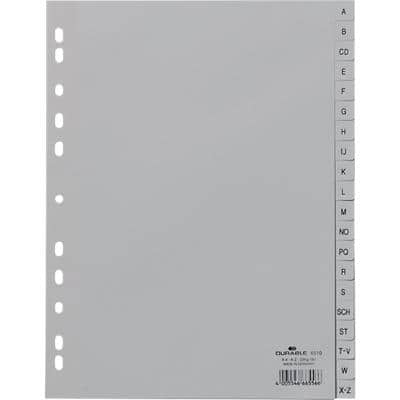 DURABLE Index-Haftstreifen A-Z A4 Grau 20-teilig Polypropylen 11 Löcher 6510