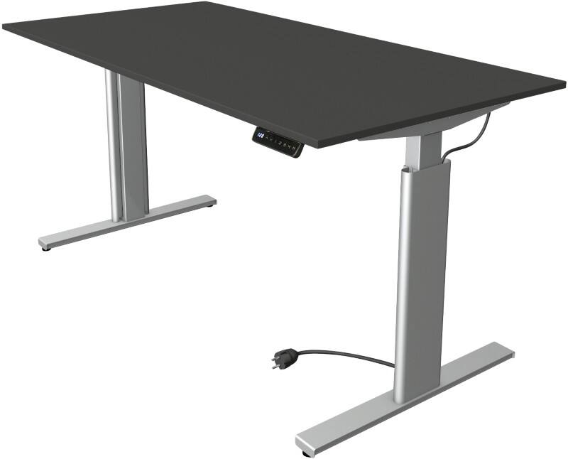 Kerkmann Move 3 Tube Elektrisch Höhenverstellbar Sitz-Stehschreibtisch Rechteckig Anthrazit T-Fuss 1.600 (B) x 800 (T) x 1.200 (H) mm