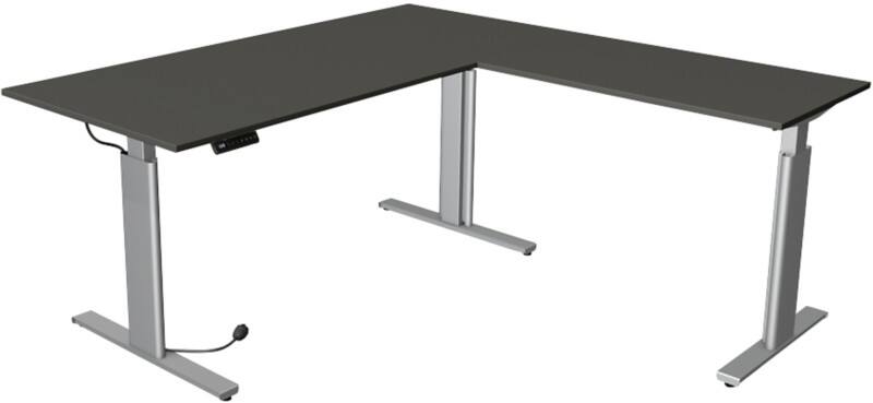 Bureau assis-debout Kerkmann Move 3 Tube Hauteur ajustable électriquement En forme de L Anthracite T-Pied 1800 (l) x 1800 (p) x 1200 (h) mm