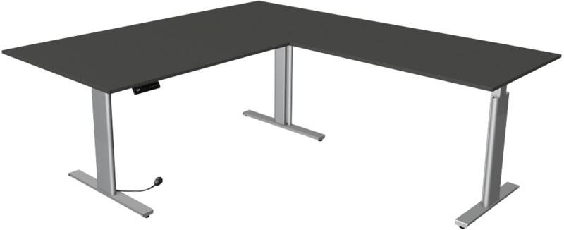 Kerkmann Move 3 Tube Elektrisch Höhenverstellbar Sitz-Stehschreibtisch L-förmig Anthrazit T-Fuss 3 Schübe 2.000 (B) x 2.200 (T) x 1.200 (H) mm