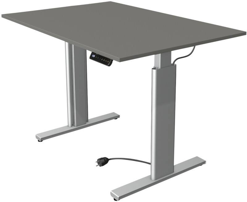 Kerkmann Move 3 Tube Elektrisch Höhenverstellbar Sitz-Stehschreibtisch Rechteckig Graphit T-Fuss 1.200 (B) x 800 (T) x 1.200 (H) mm