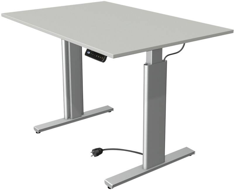 Kerkmann Move 3 Tube Elektrisch Höhenverstellbar Sitz-Stehschreibtisch Rechteckig Hellgrau T-Fuss 1.200 (B) x 800 (T) x 1.200 (H) mm
