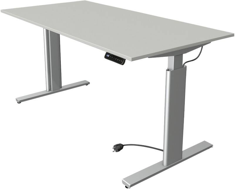 Bureau assis-debout Kerkmann Move 3 Tube Hauteur ajustable électriquement Rectangulaire Gris clair T-Pied 1600 (l) x 800 (p) x 1200 (h) mm