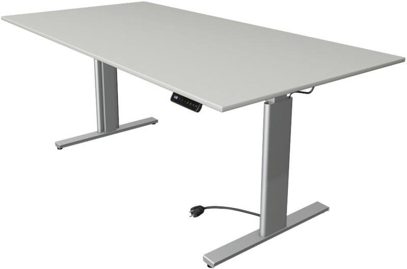 Kerkmann Move 3 Tube Elektrisch Höhenverstellbar Sitz-Stehschreibtisch Rechteckig Hellgrau T-Fuss 2.000 (B) x 1.000 (T) x 1.200 (H) mm