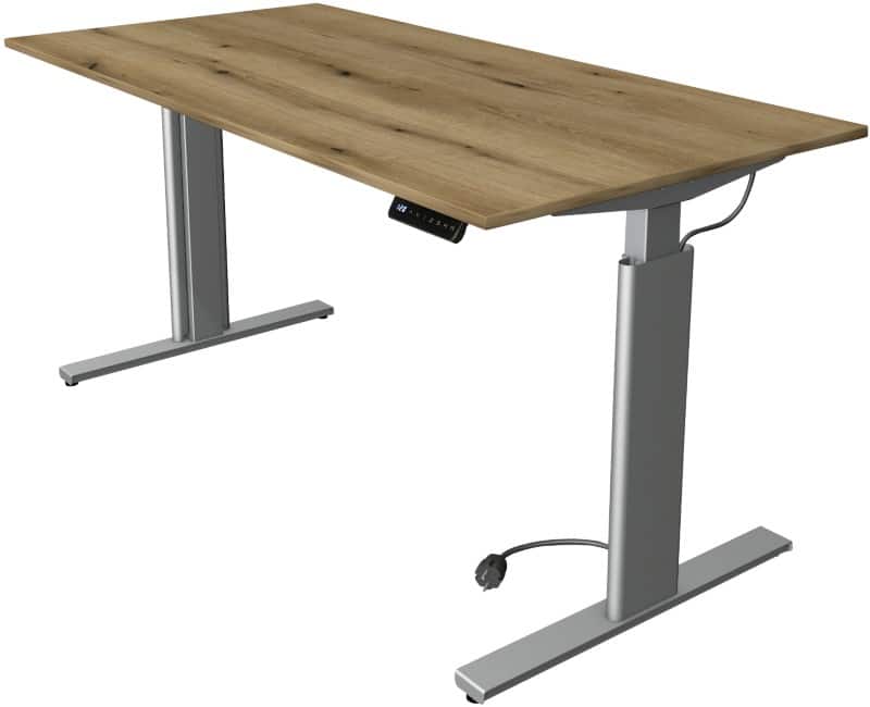 Kerkmann Move 3 Tube Elektrisch Höhenverstellbar Sitz-Stehschreibtisch Rechteckig Eiche T-Fuss 1.600 (B) x 800 (T) x 1.200 (H) mm
