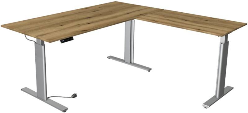 Kerkmann Move 3 Tube Elektrisch Höhenverstellbar Sitz-Stehschreibtisch L-förmig Eiche T-Fuss 1.800 (B) x 1.800 (T) x 1.200 (H) mm