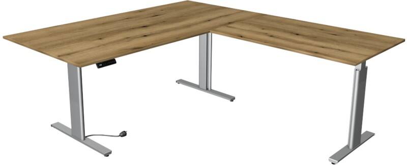 Kerkmann Move 3 Tube Elektrisch Höhenverstellbar Sitz-Stehschreibtisch L-förmig Eiche T-Fuss 3 Schübe 2.000 (B) x 2.200 (T) x 1.200 (H) mm
