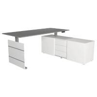 Bureau assis-debout Kerkmann Move 3 Tube Graphite T-Pied 3 tiroirs 1860 (l) x 1650 (p) x 1200 (h) mm