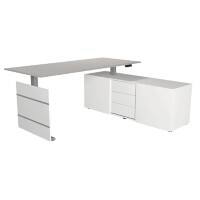 Bureau assis-debout Kerkmann Move 3 Tube Gris clair T-Pied 3 tiroirs 1860 (l) x 1650 (p) x 1200 (h) mm
