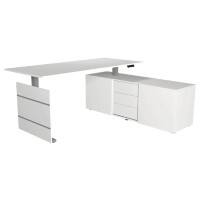 Bureau assis-debout Kerkmann Move 3 Tube Blanc T-Pied 3 tiroirs 1860 (l) x 1650 (p) x 1200 (h) mm