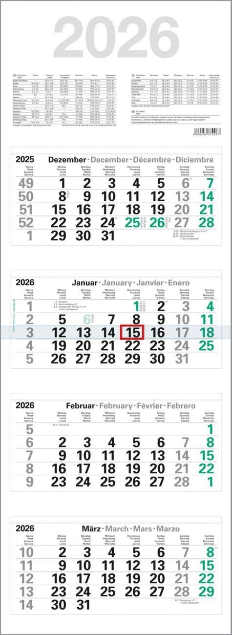 Calendrier 2027 Allemand 9,05 cm (P) Blanc