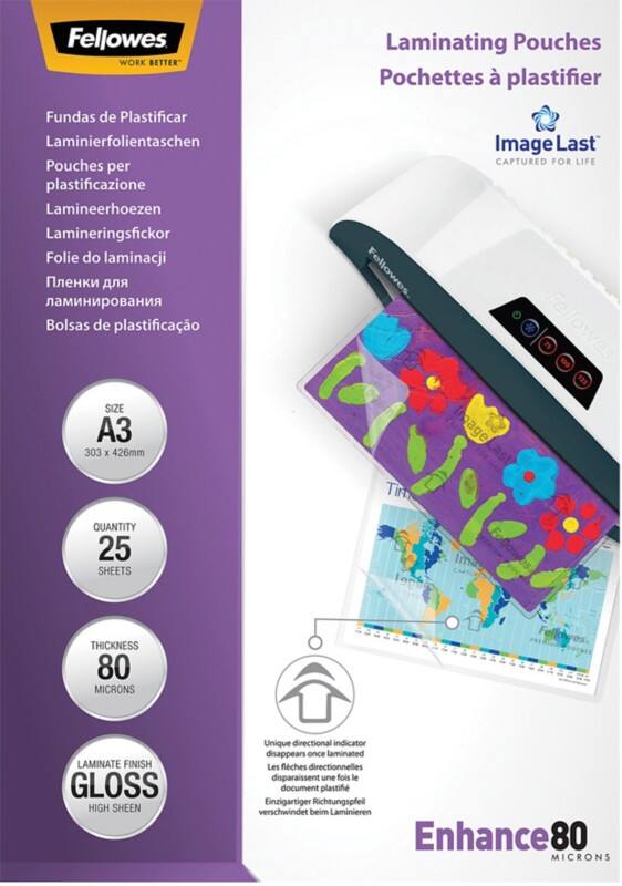 Pochettes de plastification Fellowes ImageLast A3 Brillant 80 microns Transparent 25 unités