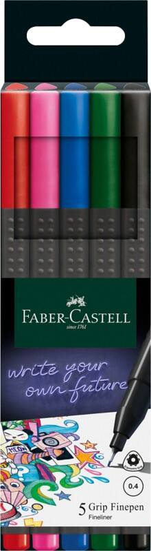 Stylo-feutre Faber-Castell Grip 0,4 mm Assortiment 5 Unités