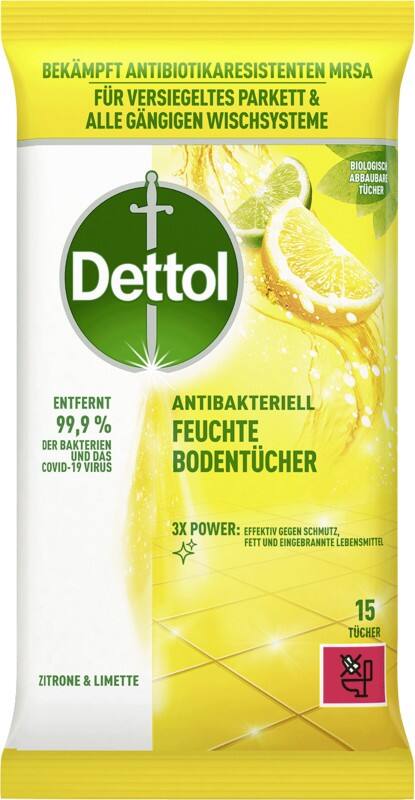 Lingettes nettoyantes Dettol Citron vert, Citron 15 Unités