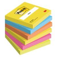 Notes adhésives Post-it 654-TFEN Carré 76 x 76 mm Assortiment 6 blocs de 100 feuilles