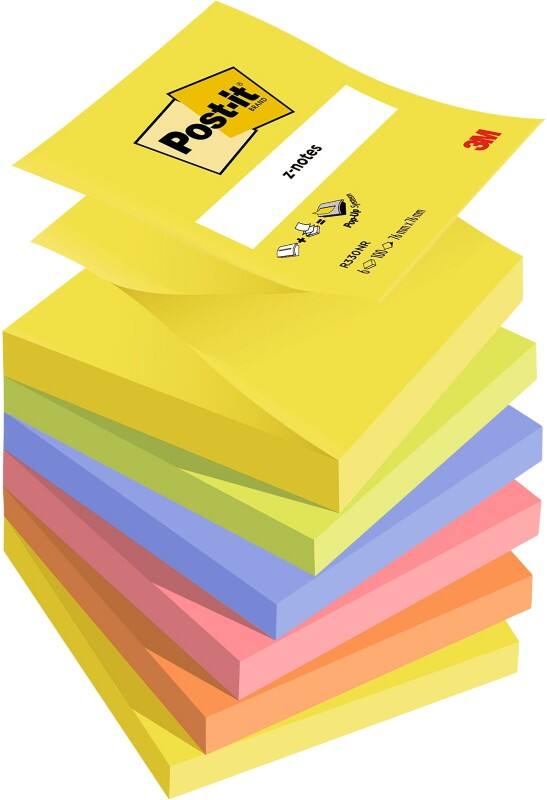 Z-Notes Post-it R-330NR Carré 76 x 76 mm Assortiment 6 blocs de 100 feuilles