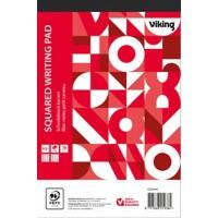 Bloc-notes Viking A5+ Quadrillé Agrafées Reliure supérieure Papier Couverture souple Rouge Perforé 200 Pages 5 Unités