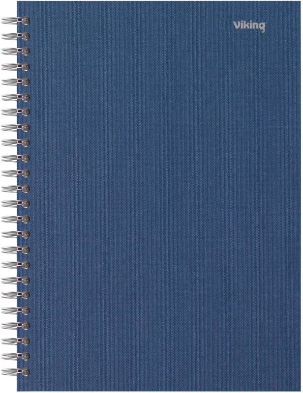 Cahier Viking A5+ Quadrillé Reliure à double fil Reliure latérale Papier Dos cartonné Bleu marine Perforé 160 Pages