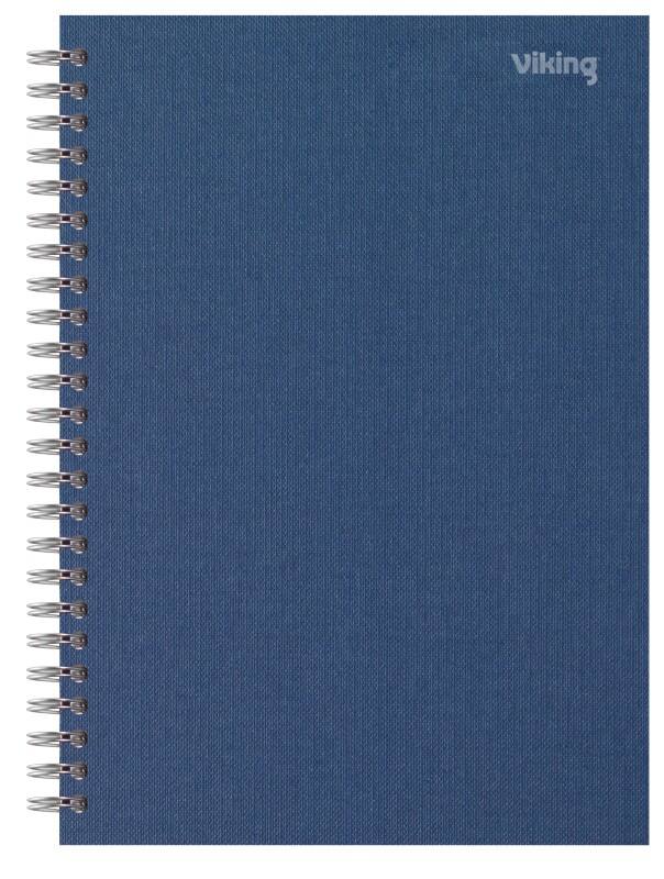 Cahier Viking A5 Ligné Reliure à double fil Reliure latérale Papier Dos cartonné Bleu marine Perforé 160 Pages