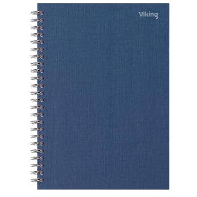 Cahier Viking A5 Ligné Reliure à double fil Reliure latérale Papier Dos cartonné Bleu marine Perforé 160 Pages